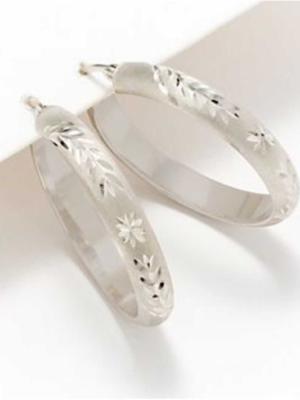 QVC Judy Crowell Sterling Silver Diamond Cut 1 1/4" Hoop Earrings